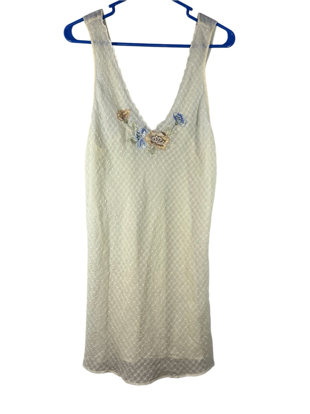 Maidenform Vintage Flower Embroidered Sheer Slip Cottagecore Dress Medium